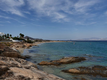 Scenic view of bay against sky