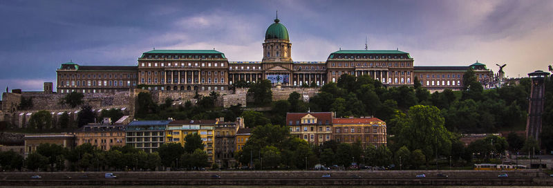 View of buildings against cloudy sky