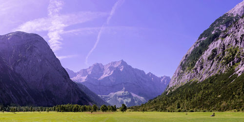 Panoramic view of mountains against sky