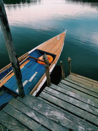 High angle view of pier in lake