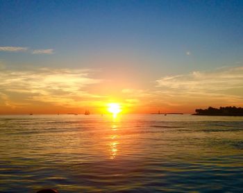 Scenic view of sea at sunset