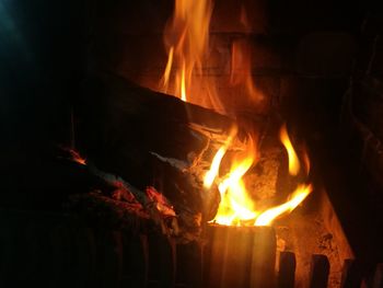 Close-up of fire at night