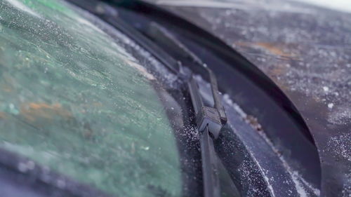 Close-up of wet car window