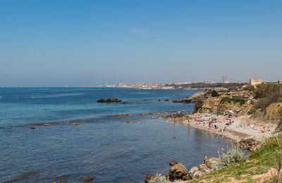 Scenic view of sea against clear sky