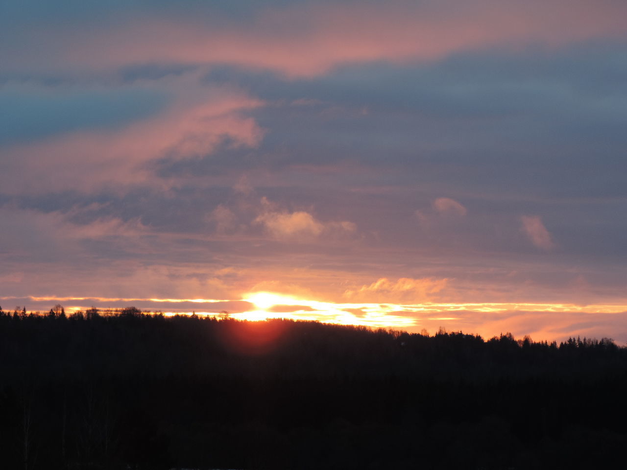 SILHOUETTE LANDSCAPE AGAINST SKY AT SUNSET