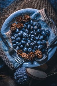 High angle view of dessert on table