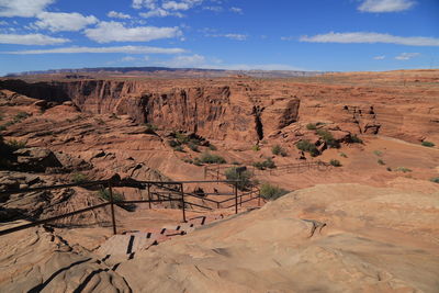 Scenic view of desert against cloudy sky