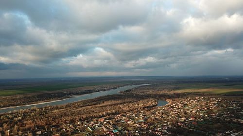 Aerial view of landscape against sky