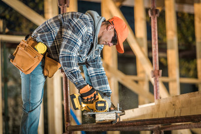 Construction worker working at construction site