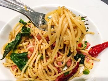 Close-up of noodles in bowl