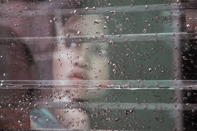 Full frame shot of raindrops on glass