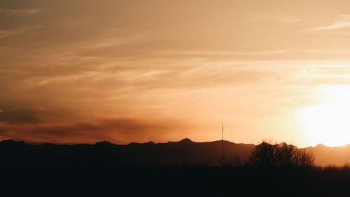 Scenic view of landscape against sky during sunset