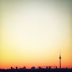 Communications tower at sunset