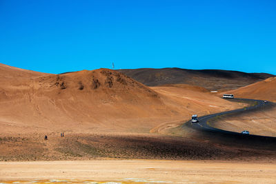 Scenic view of landscape against clear blue sky