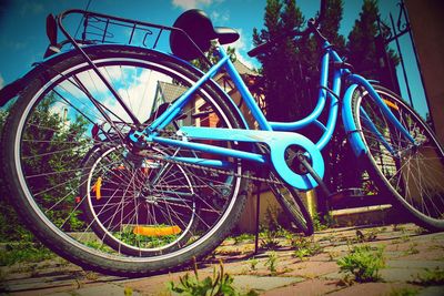 Close-up of bicycle wheel