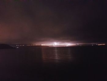 Scenic view of sea against sky at night