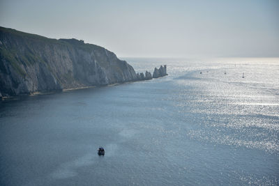 Scenic view of sea against clear sky