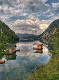 Scenic view of lake against sky