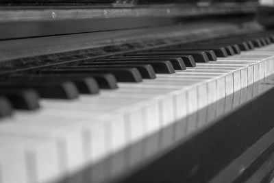 Close-up of piano keys