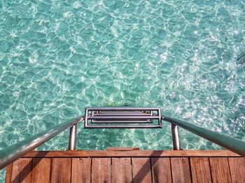 High angle view of swimming pool against sea