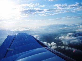 Aerial view of landscape against blue sky