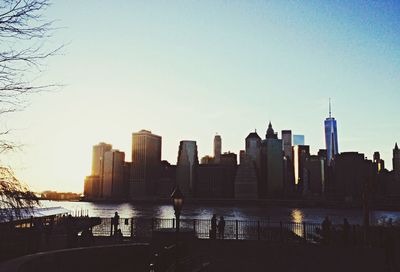 Cityscape against clear sky