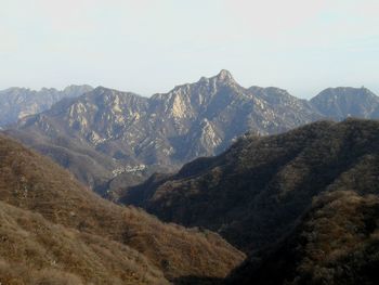 Scenic view of mountains against clear sky