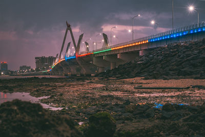 Bridge over river against sky