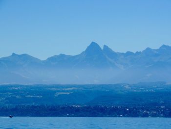 Scenic view of mountains against clear sky