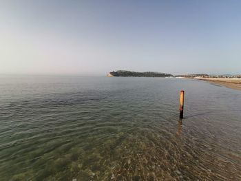 Scenic view of sea against clear sky