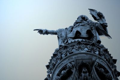 Low angle view of statue against clear sky