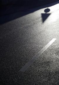 High angle view of shadow on road