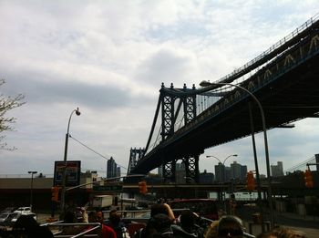 Suspension bridge over river