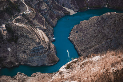 Sulak canyon, a high mountain canyon with a blue river