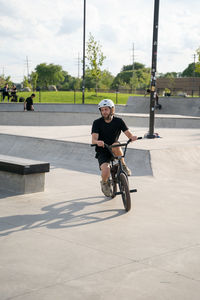 Man riding bicycle