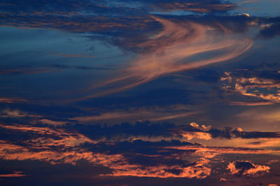 Low angle view of clouds in sky during sunset