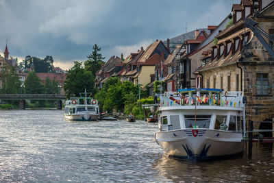 Boat moored in river