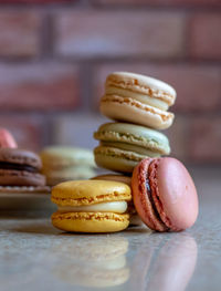 Close-up of macaroons on table