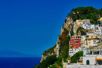 Scenic view of sea against blue sky