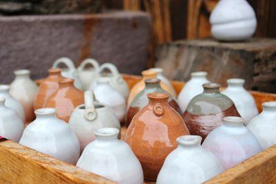 Close-up of cups for sale