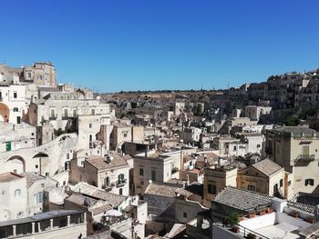 High angle view of buildings in city