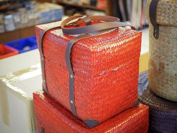 Close-up of red for sale in market