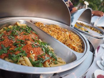 High angle view of food in bowl