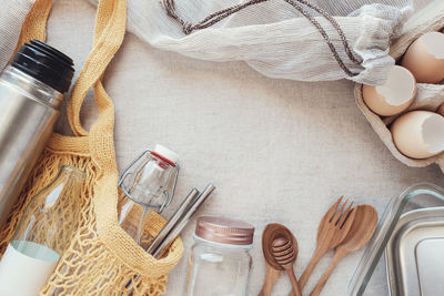 High angle view of food on table