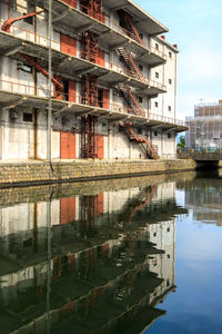 Reflection of factory in canal