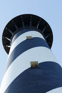 Low angle view of lighthouse against clear sky
