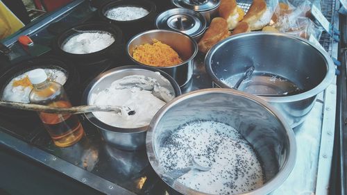 High angle view of food on table