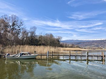 Scenic view of lake against sky