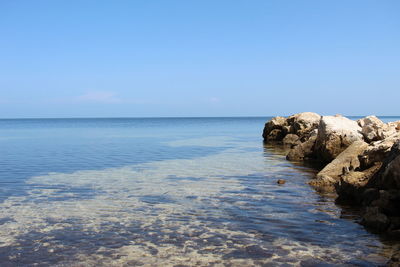 Scenic view of sea against clear sky