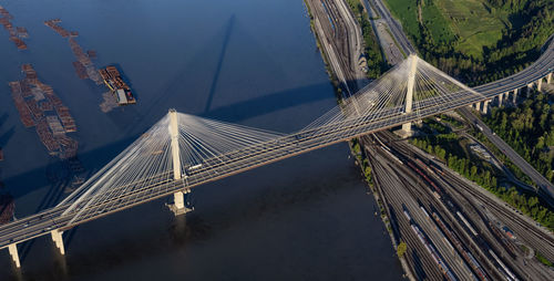 High angle view of suspension bridge